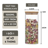 Lọ Thuỷ Tinh Có Nắp Gỗ Tre Borosilicate Chịu Nhiệt, Không Chứa Chì Cao Cấp PHALEDO - Nắp Vuông (PL-0372) – ảnh 39