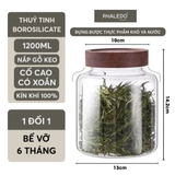 HŨ THỦY TINH BOROSILICATE CỔ CAO XOẮN NẮP GỖ KEO DUNG TÍCH LỚN PHALEDO (PL-0373A) – ảnh 10