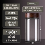 Hũ Thuỷ Tinh Có Nắp Xoắn Gỗ Keo Đựng Đồ Đa Năng Như Trà, Cafe, Đồ Ăn... Cho Gia Đình Decor Sang Trọng PHALEDO (P-0362) – ảnh 16