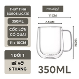 Cốc Thuỷ Tinh Borosilicate 2 Lớp Cách Nhiệt Thon Quai Có Tay Cầm Cao Cấp PHALEDO P-0924 – ảnh 18