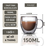 Cốc Thuỷ Tinh Borosilicate 2 Lớp Cách Nhiệt Thon Quai Có Tay Cầm Cao Cấp PHALEDO P-0924 – ảnh 11