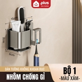 Kệ để bàn chải đánh răng dán tường nhôm chống gỉ, kệ dán tường kèm cốc, chịu lực tốt – cho nhà tắm – ảnh 9