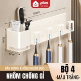 Kệ để bàn chải đánh răng dán tường nhôm chống gỉ, kệ dán tường kèm cốc, chịu lực tốt – cho nhà tắm – ảnh 16