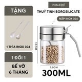 Lọ gia vị thuỷ tinh borosilicate, nắp & tay cầm inox 304 cao cấp đựng gia vị kín 100% chống ẩm, an toàn Phaledo PL-0338 – ảnh 10