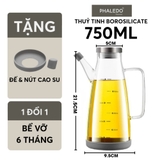 Bình  thuỷ tinh đựng dầu ăn, nước mắm dung tích lớn 1000ML cao cấp, nắp đậy kín bằng inox 304 & tay cầm PHALEDO P-0320 – ảnh 19