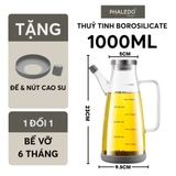 Bình  thuỷ tinh đựng dầu ăn, nước mắm dung tích lớn 1000ML cao cấp, nắp đậy kín bằng inox 304 & tay cầm PHALEDO P-0320 – ảnh 20