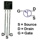 MPF102 JFET MOSFET N 25V 10mA (6B16.1)