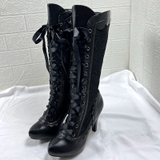 KNEE BOOTS CỘT DÂY REN LƯỚI MŨI NHỌN PHONG CÁCH CỔ ĐIỂN PHÁP THANH LỊCH  B7.KNE