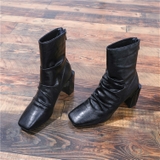 HIGHHEEL BOOTS MŨI VUÔNG ĐẾ TRỤ BASIC SIÊU CHẤT B1.HIE