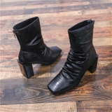HIGHHEEL BOOTS MŨI VUÔNG ĐẾ TRỤ BASIC SIÊU CHẤT B1.HIE