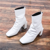 HIGHHEEL BOOTS MŨI VUÔNG ĐẾ TRỤ BASIC SIÊU CHẤT B1.HIE