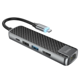 Hub Hoco HB23 5 in 1 Chuyển Type C Ra USB 3.0 + HDMI + RJ45 + PD60W Chính Hãng