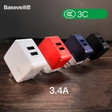 Củ sạc mini 2 USB Baseus 3.4A