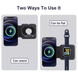 Bộ Sạc Magsafe Dual HOCE 2 in 1 Cho Điện Thoại iPhone 12, 12 Pro Max, Apple Watch chuẩn Không Dây Qi 15W