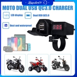 Bộ sạc điện thoại gắn xe máy 2 cổng USB có màn hình LED