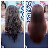 Trước và sau phục hồi keratin,nhuộm