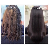 Trước và sau phục hồi keratin,nhuộm