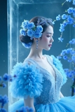Váy dạ hội phụ dâu xanh lam sang trọng