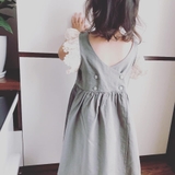 Váy xoè ren tay bồng kiêu kỳ màu xám
