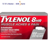 Tylenol, viên uống Tyleno 8 Hour Muscle Aches & Pains, giảm đau cơ và khớp 8 giờ với Acetaminophen, 650 mg