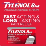 Tylenol, viên uống Tyleno 8 Hour Muscle Aches & Pains, giảm đau cơ và khớp 8 giờ với Acetaminophen, 650 mg