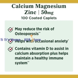 Nature's Bounty, viên uống bổ sung canxi - magie - kẽm (Ca - Mg - Zn), với vitamin D3, hộp 100 viên nén