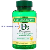 Nature’s Bounty, viên uống bổ sung vitamin D3 1000IU, hộp 250 viên Rapid Release Softgel