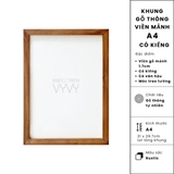 Khung gỗ thông viền mảnh A4 màu rustic có kiếng (210x297mm)