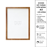 Khung gỗ thông viền mảnh A3 màu rustic có kiếng (297x420mm)