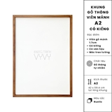 Khung gỗ thông viền mảnh A2 màu rustic có kiếng (420x594mm)