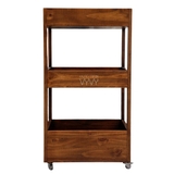 Kệ xe đẩy gỗ thông 3 tầng 35x50x88cm có bánh xe