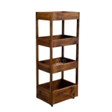 Kệ xe đẩy gỗ thông 4 tầng 35x50x124cm có bánh xe