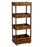 Kệ xe đẩy gỗ thông 4 tầng 35x50x124cm có bánh xe