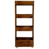 Kệ xe đẩy gỗ thông 4 tầng 35x50x124cm có bánh xe