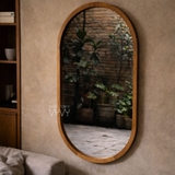 Khung gương Oval gỗ tần bì viền 3x3cm 60x100 phủ bì