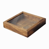 Hộp gỗ nắp trượt kiếng 15x15cm màu rustic