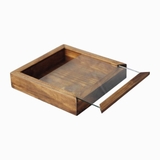 Hộp gỗ nắp trượt kiếng 20x20cm màu rustic