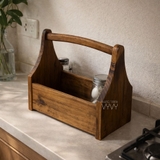 Khay gỗ thông có quai xách thấp 14x28x24cm