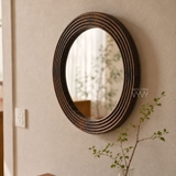 Khung gương tròn gỗ thông Vintage 4.5cm đường kính 40cm