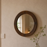 Khung gương tròn gỗ thông Vintage 4.5cm đường kính 40cm