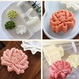 Khuôn bánh trung thu 50gr lá sen, hoa đào, búp sen tròn, túi vàng 1 mặt
