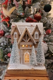 Mô hình nhà gỗ Bắc Âu trang trí Noel - Nhà gỗ nâu rustic 30x38