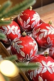 Hộp 6 quả châu Noël Pearl Gloss lá nguyệt quế 8CM 6T - Đỏ ngọc trai