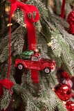 Phụ kiện treo thủy tinh Timeless - Xe đỏ chở cây thông
