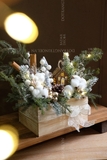 .Centerpiece khay gỗ Cabin in the Winter - Tặng kèm dây đèn ngôi sao