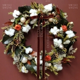 .Vòng nguyệt quế lá khô 50cm - Rêveria Élégance phiên bản Silver - Tặng kèm dây đèn