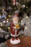 Tượng cổ tích Giáng Sinh Vintage - Ông già Noel cầm đèn 20cm