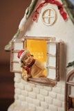 Mô hình để bàn phát sáng - Ngôi nhà ống khói và ông già Noel 14x17cm