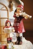 Mô hình để bàn phát sáng - Ngôi nhà tuyết và cây thông 16x21cm
