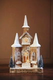 Mô hình nhà thờ gỗ châu Âu 25x44cm mẫu 3 tháp chuông